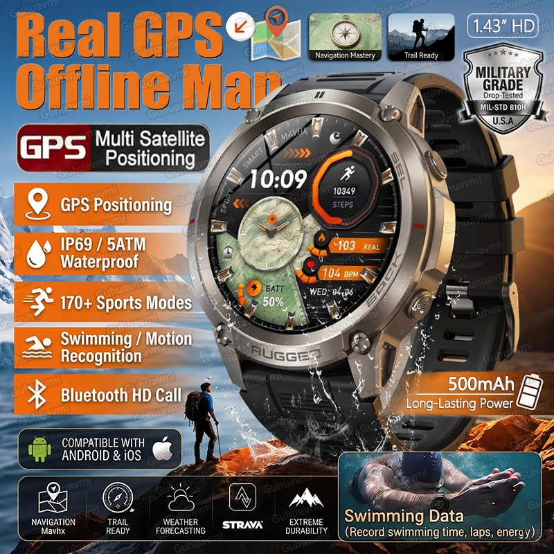 Gmt Dual Timezone Watch - 2026 New GPS Smartwatch for Men