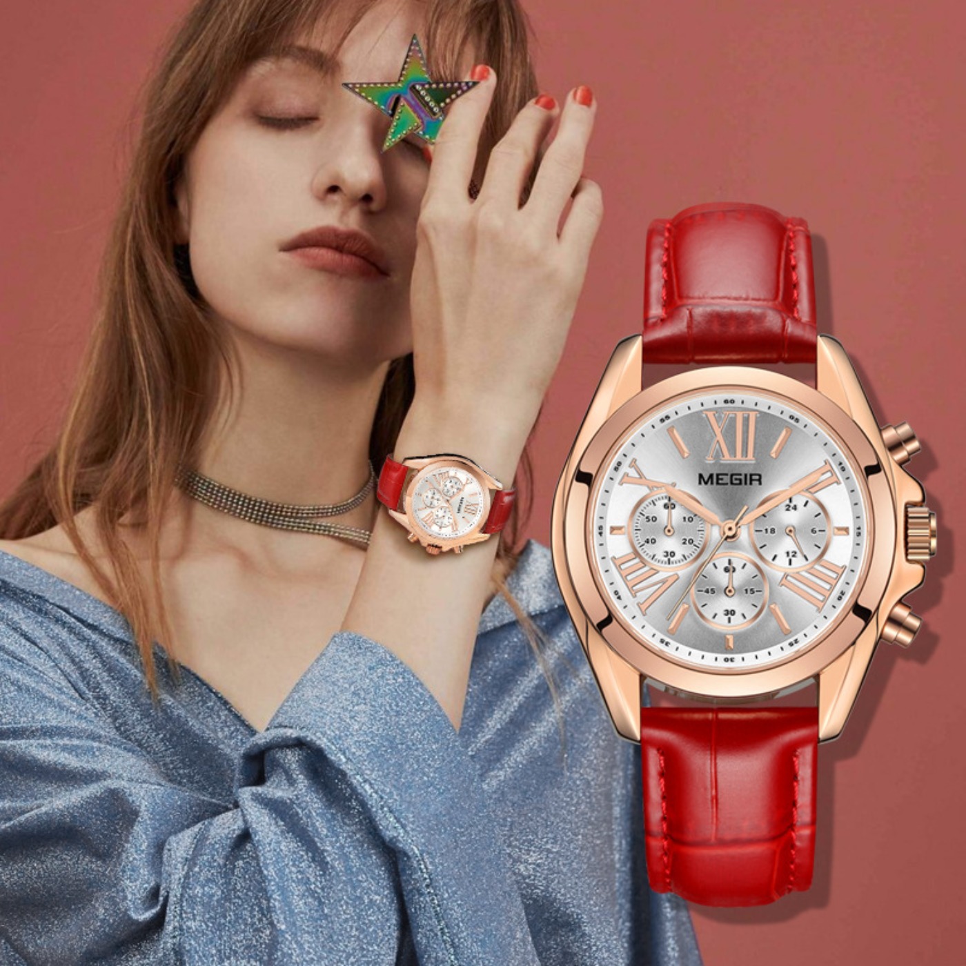 Luxury Watches - MEGIR New Luxury Leather Watch Women