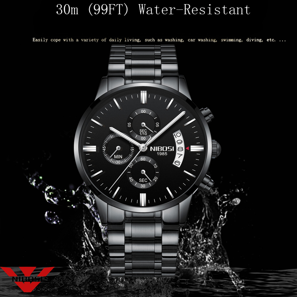 NIBOSI Stainless Steel Black Q - Luxury Watch Magazine ulasan dan harga