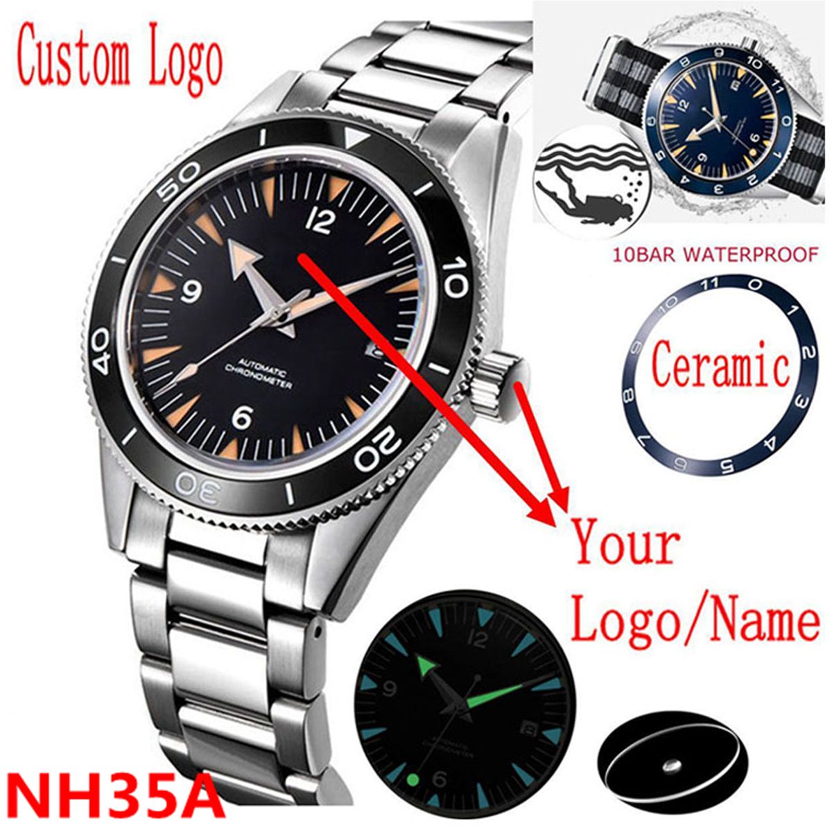 Custom Logo NH35 Movement Watc - Luxury Watch Safe ulasan dan harga
