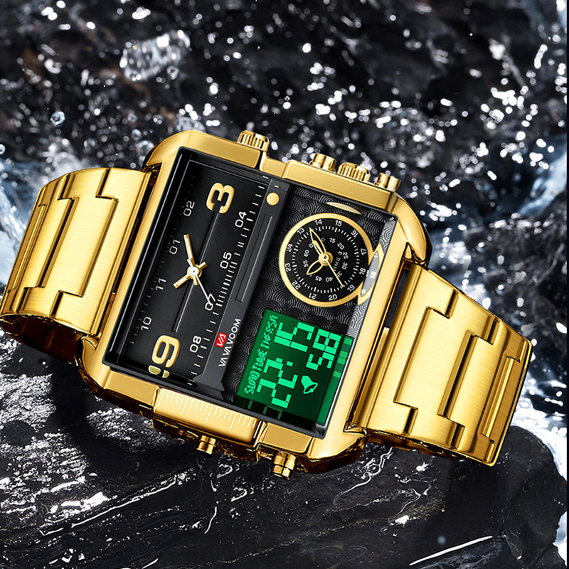 Dual Display Men Sports Watche - Luxury Watch All Black ulasan dan harga