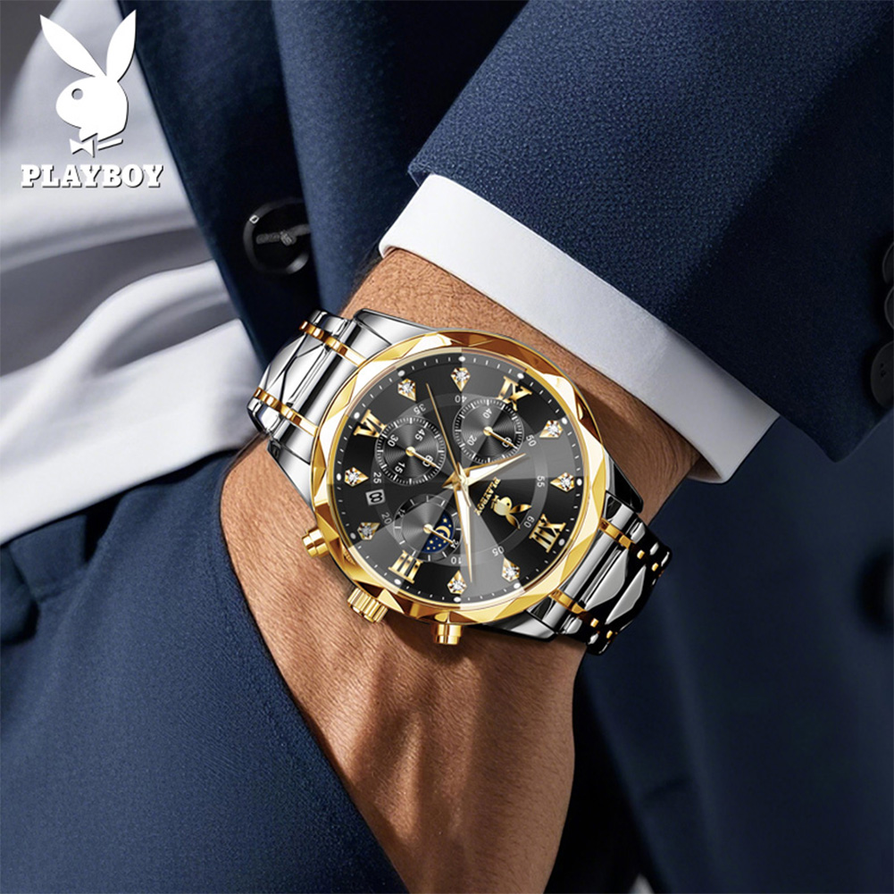 PLAYBOY 3088 Brand original au - Luxury Watch Moon Phase ulasan dan harga