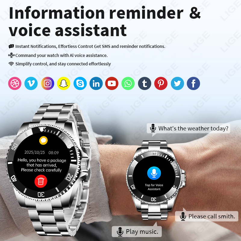 LIGE Business Smart Watch Men  - Luxury Watch In The World ulasan dan harga