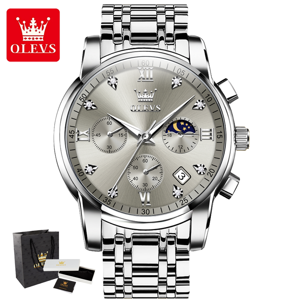 OLEVS 2858 Quartz Watch for Me - Luxury Watch Moon Phase ulasan dan harga