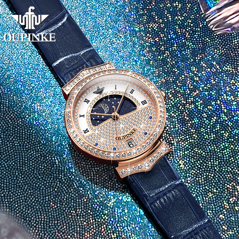 OUPINKE 3216 Woman Watch Water - Luxury Watch Moon Phase ulasan dan harga