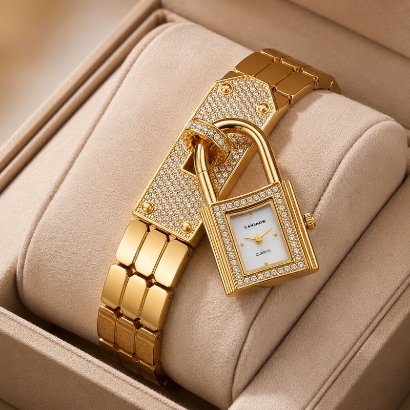 Gold Lock-Shaped Women's Watch - Luxury Watch For Girls ulasan dan harga
