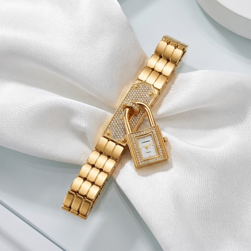 Gold Lock-Shaped Women's Watch - Luxury Watch For Girls ulasan dan harga