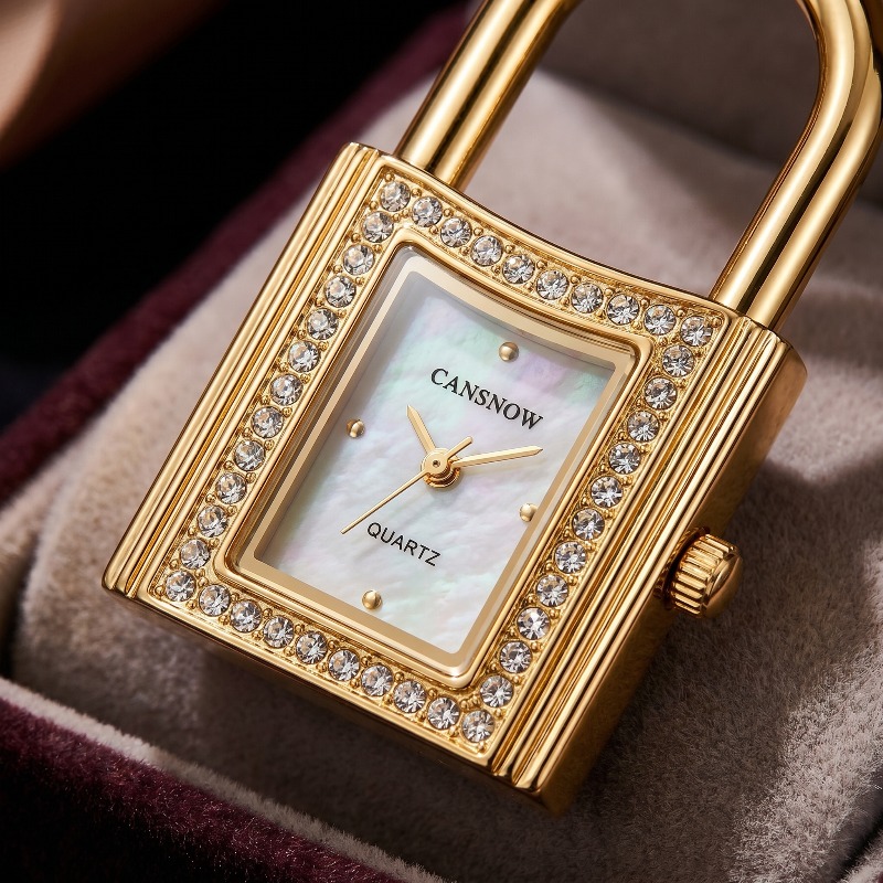 Gold Lock-Shaped Women's Watch - Luxury Watch For Girls ulasan dan harga