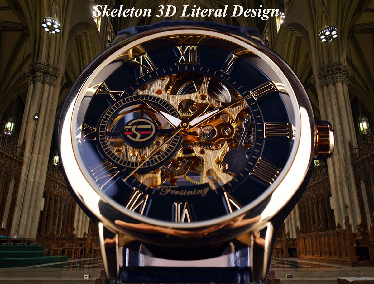 Forsining 3d Logo Design Hollo - Luxury Watch All Black ulasan dan harga