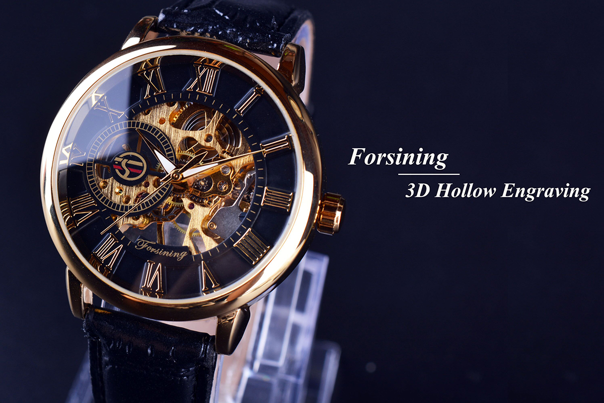 Forsining 3d Logo Design Hollo - Luxury Watch All Black ulasan dan harga
