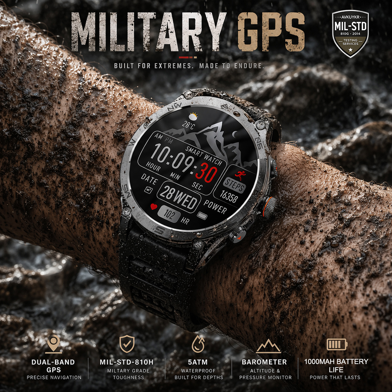 2026New Military GPS Smart Wat - Gmt Dual Timezone Watch ulasan dan harga