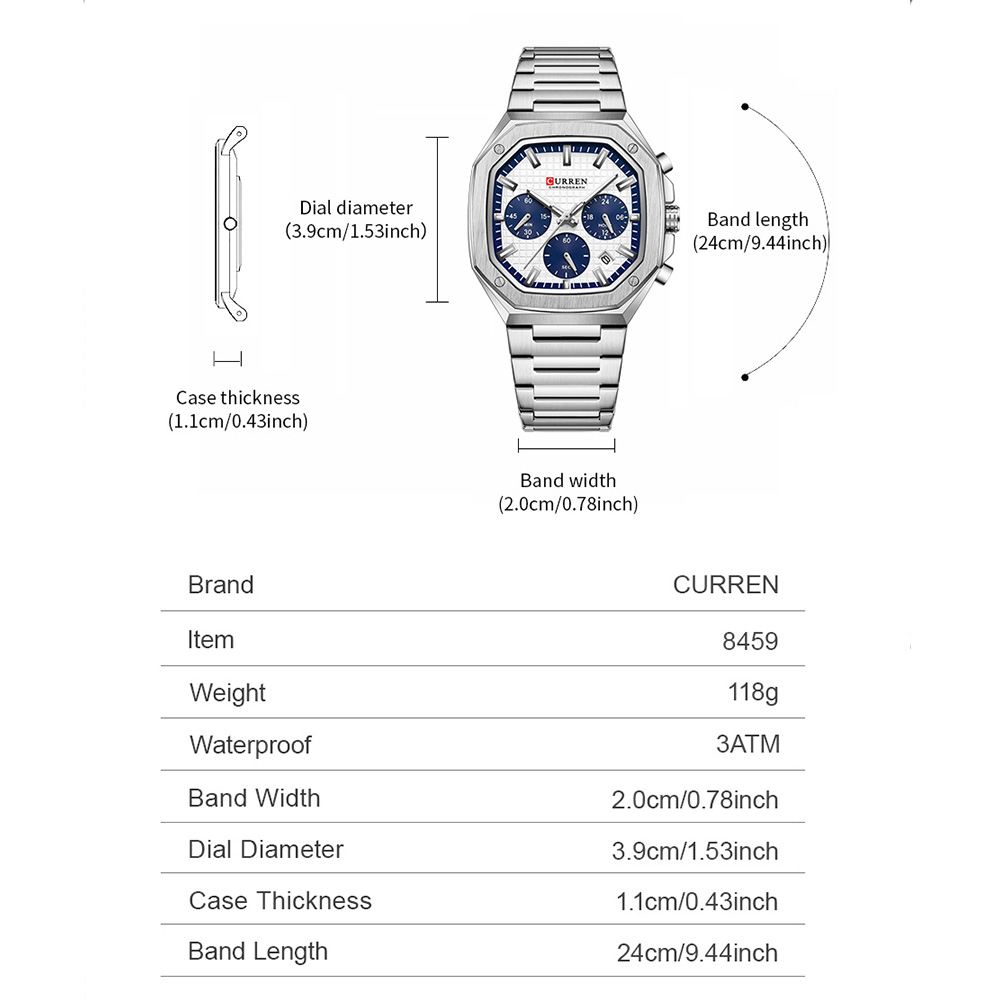 CURREN Luxury Square Chrono Wa - Luxury Watch And Bracelet ulasan dan harga