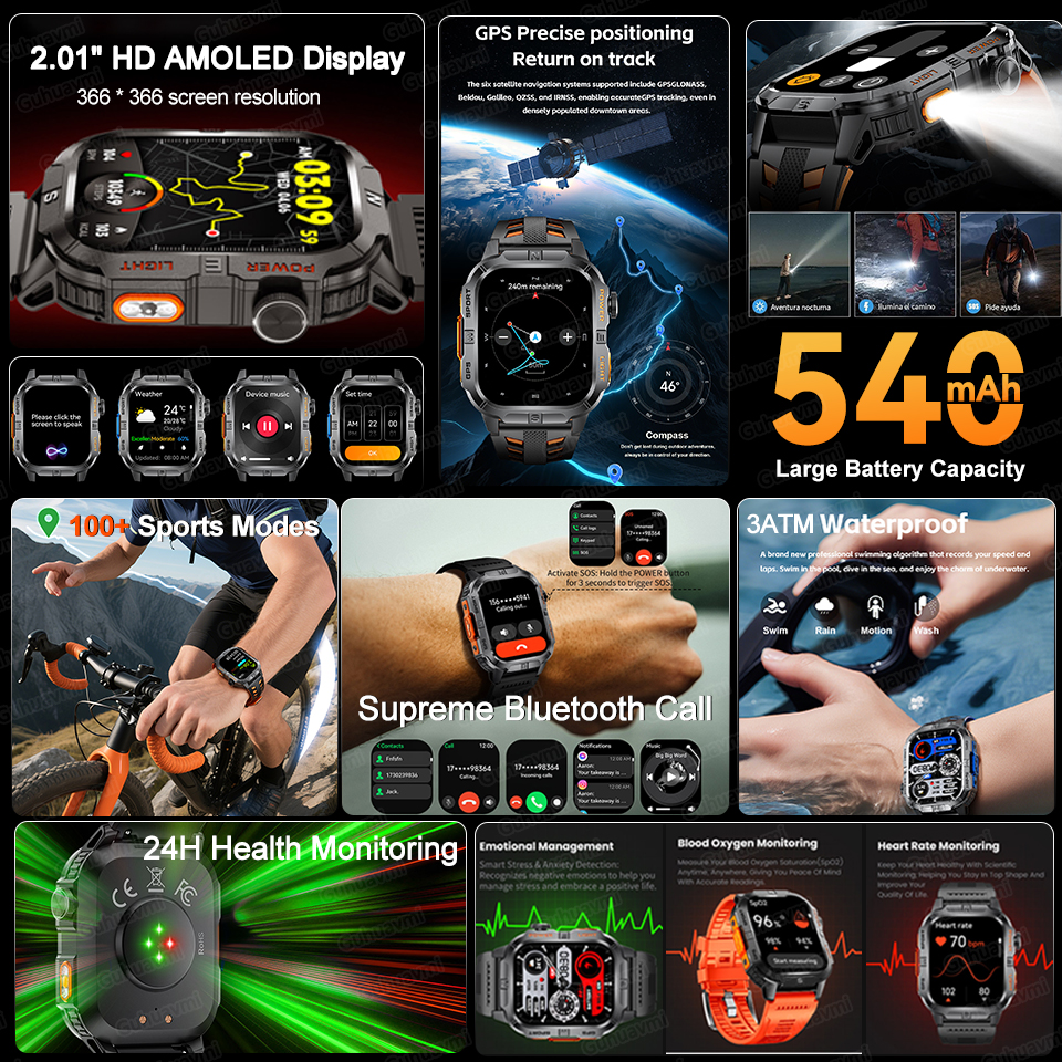 2026 New Men Military GPS Smar - Gmt Dual Timezone Watch ulasan dan harga