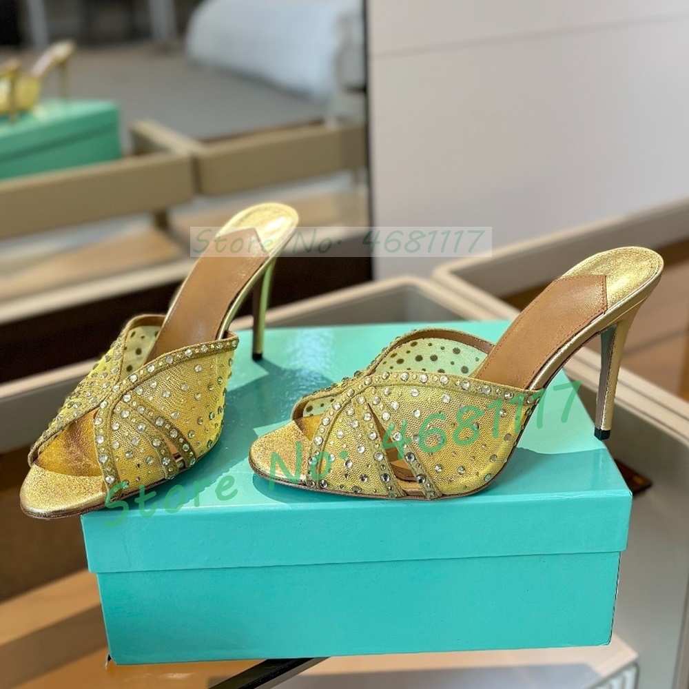 Crystal Mesh Cross Strap Mules - Luxury Watch For Girls ulasan dan harga