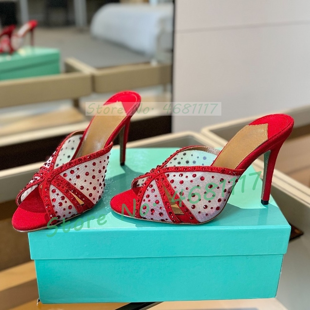 Crystal Mesh Cross Strap Mules - Luxury Watch For Girls ulasan dan harga
