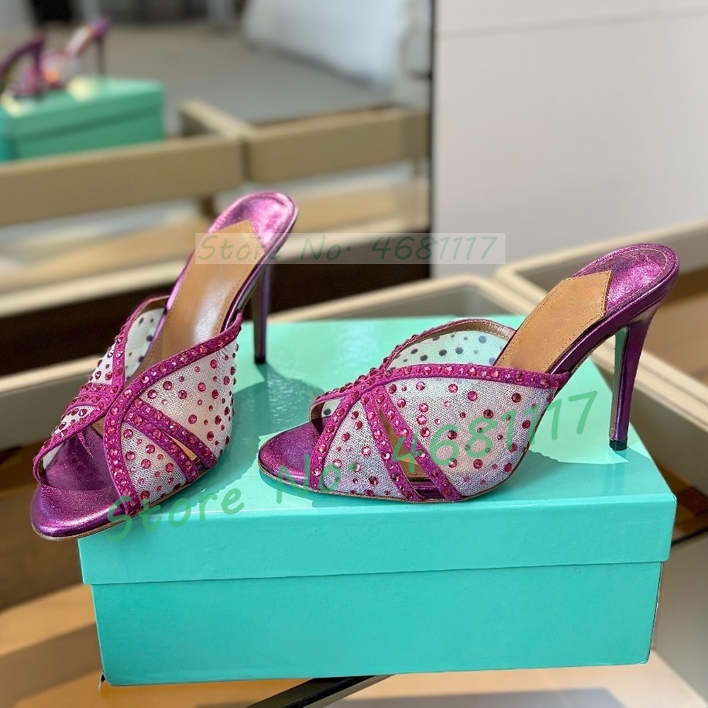 Crystal Mesh Cross Strap Mules - Luxury Watch For Girls ulasan dan harga